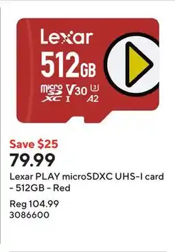 Staples Lexar PLAY microSDXC UHS-I card - 512GB - Red offer