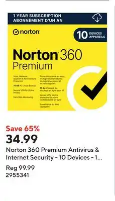 Staples Norton 360 Premium Antivirus & Internet Security - 10 Devices - 1 Year Subscription offer