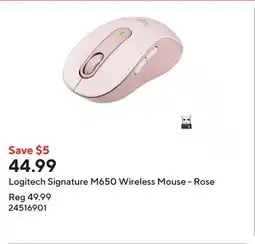 Staples Logitech Signature M650 Wireless Mouse - Rose offer