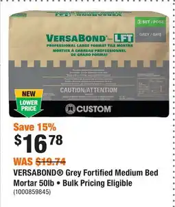 Home Depot VERSABOND Grey Fortified Medium Bed Mortar 50lb • Bulk Pricing Eligible offer