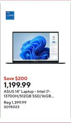 Staples ASUS 14 Laptop - Intel i7-13700H/512GB SSD/16GB RAM/Touchscreen/Windows 11 Home offer