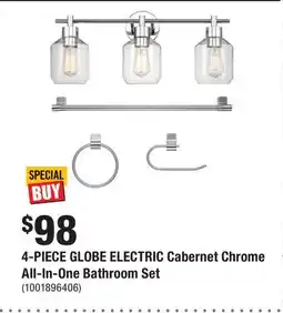 Home Depot 4-PIECE GLOBE ELECTRIC Cabernet Chrome All-In-One Bathroom Set offer