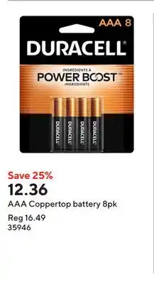 Staples AAA Coppertop battery 8pk offer