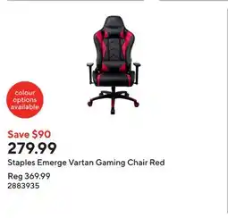 Staples Staples Emerge Vartan Gaming Chair Red offer