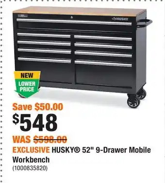 Home Depot EXCLUSIVE HUSKY 52 9-Drawer Mobile Workbench offer