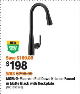 Home Depot MOEN Maureen Pull Down Kitchen Faucet in Matte Black with Deckplate offer