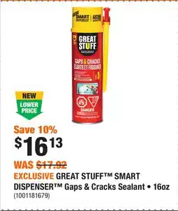 Home Depot EXCLUSIVE GREAT STUFF SMART DISPENSER Gaps & Cracks Sealant • 16oz offer