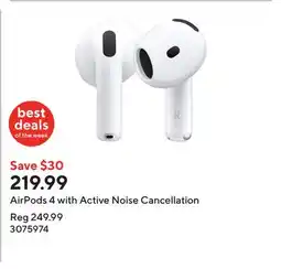 Staples AirPods 4 with Active Noise Cancellation offer