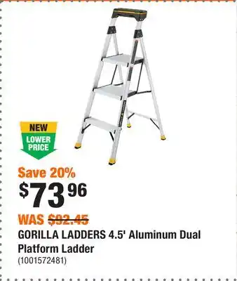 Home Depot GORILLA LADDERS 4.5' Aluminum Dual Platform Ladder offer