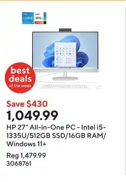 Staples HP 27 All-in-One PC - Intel i5-1335U/512GB SSD/16GB RAM/Windows 11+ offer