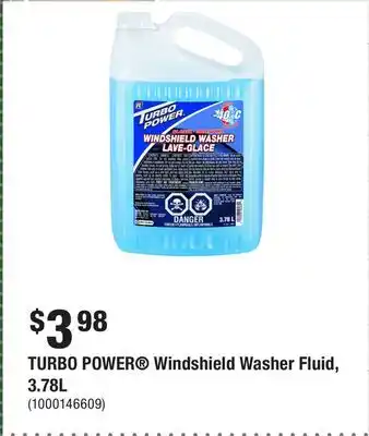 Home Depot TURBO POWER Windshield Washer Fluid, 3.78L offer