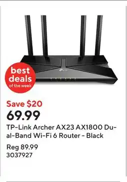 Staples TP-Link Archer AX23 AX1800 Dual-Band Wi-Fi 6 Router - Black offer