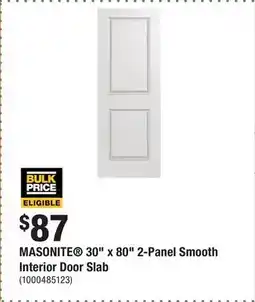 Home Depot MASONITE 30 x 80 2-Panel Smooth Interior Door Slab offer