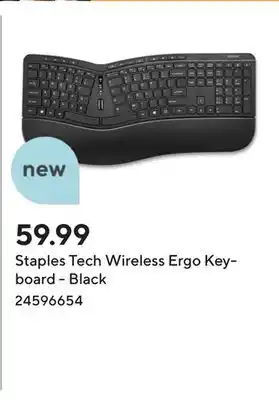 Staples Staples Tech Wireless Ergo Keyboard - Black offer