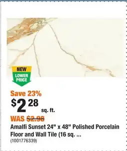 Home Depot Amalfi Sunset 24 x 48 Polished Porcelain Floor and Wall Tile (16 sq. ft./case) offer