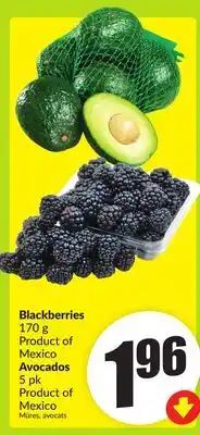 FreshCo Blackberries 170g Products of Mexico Avocados 5pk Product of Mexico offer