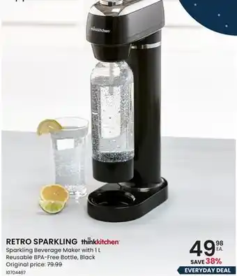 Stokes RETRO SPARKLING Sparkling Beverage Maker with 1 L Reusable BPA-Free Bottle offer