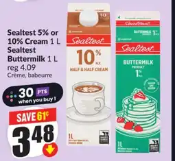 FreshCo Sealtest 5% or 10% Cream 1 L Sealtest Buttermilk 1 L offer