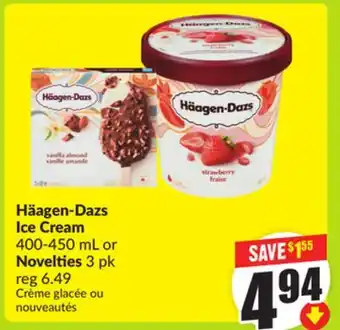 FreshCo Häagen-Dazs Ice Cream 400-450mL or Novelties 3pk offer