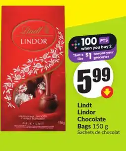 Chalo FreshCo Lindt Lindor Chocolate Bags 150 g offer