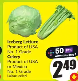 FreshCo Iceberg Lettuce Product of USA No. 1 Grade Celery Product of USA or Mexico No. 1 Grade offer