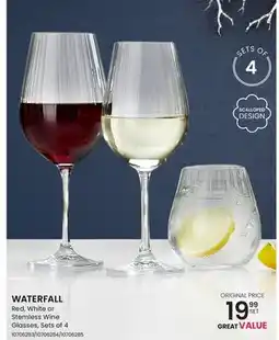 Stokes WATERFALL Red, White or Stemless Wine Glasses offer