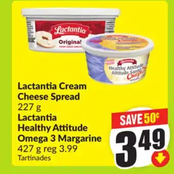 FreshCo Lactantia Cream Cheese Spread 227 g Lactantia Healthy Attitude Omega 3 Margarine 427 g offer