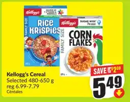 FreshCo Kellogg's Cereal Selected 480-650g offer