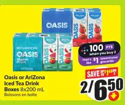 FreshCo Oasis or AriZona Iced Tea Drink Boxes 8x200mL offer