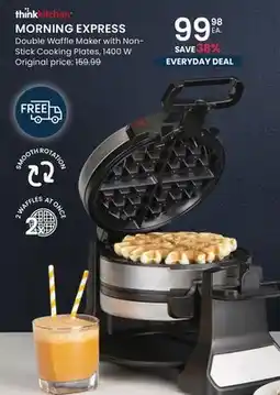 Stokes MORNING EXPRESS Double Waffle Maker with Non- Stick Cooking Plates, 1400 W offer