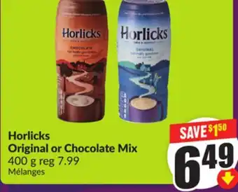 Chalo FreshCo Horlicks Original or Chocolate Mix 400 g offer