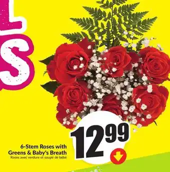 Chalo FreshCo 6-Stem Roses with Greens & Baby's Breath offer