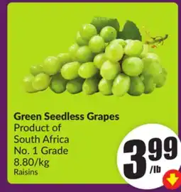 Chalo FreshCo Green Seedless Grapes Product of South Africa No. 1 Grade 8.80/kg offer