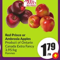 Chalo FreshCo Red Prince or Ambrosia Apples Product of Ontario Canada Extra Fancy 3.95/kg offer