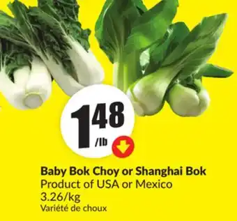 Chalo FreshCo Baby Bok Choy or Shanghai Bok Product of USA or Mexico 3.26/kg offer