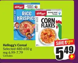 Chalo FreshCo Kellogg's Cereal Selected 480-650 g offer