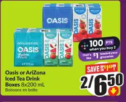 Chalo FreshCo Oasis or AriZona Iced Tea Drink Boxes 8x200 mL offer