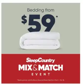 Sleep Country Bed Sheets offer