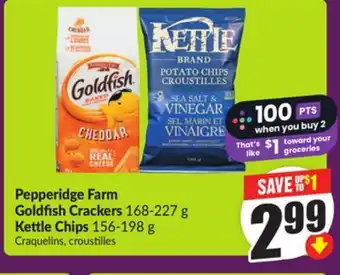 Chalo FreshCo Pepperidge Farm Goldfish Crackers 168-227 g Kettle Chips 156-198 g offer