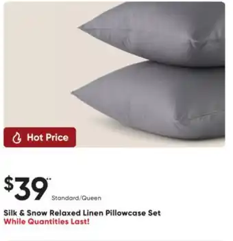 Sleep Country Silk & Snow Relaxed Linen Pillowcase Set offer