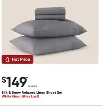 Sleep Country Silk & Snow Relaxed Linen Sheet Set offer