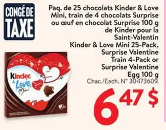 Walmart Kinder & Love Mini 25-Pack, Surprise Valentine Train 4-Pack or Surprise Valentine Egg 100 g offer