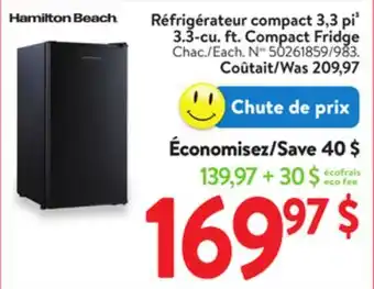 Walmart 3.3-cu. ft. Compact Fridge offer