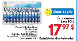 Walmart Great Value AAA48 or AAA30 Batteries offer