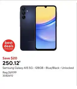 Staples Samsung Galaxy A15 5G - 128GB - Blue/Black - Unlocked offer