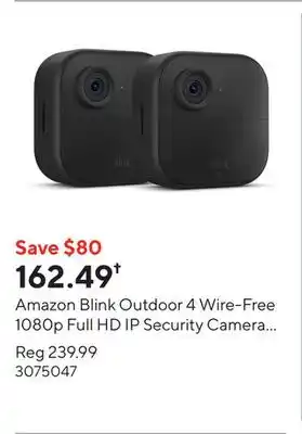 Staples Amazon Blink Outdoor 4 Wire-Free 1080p Full HD IP Security Camera System - Black - 2 Pack offer