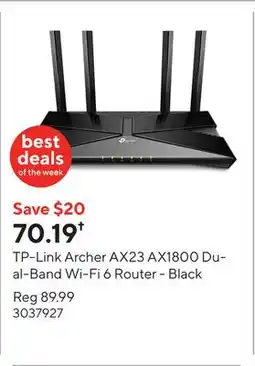 Staples TP-Link Archer AX23 AX1800 Dual-Band Wi-Fi 6 Router - Black offer