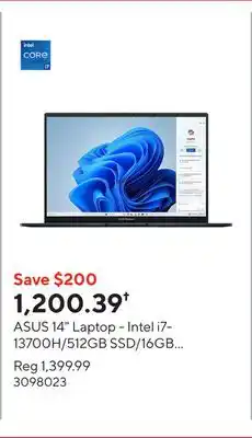 Staples ASUS 14 Laptop - Intel i7-13700H/512GB SSD/16GB RAM/Touchscreen/Windows 11 Home offer