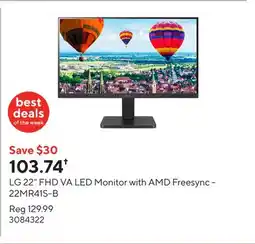 Staples LG 22 FHD VA LED Monitor with AMD Freesync - 22MR41S-B offer