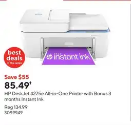 Staples HP DeskJet 4275e All-in-One Printer with Bonus 3 months Instant Ink offer